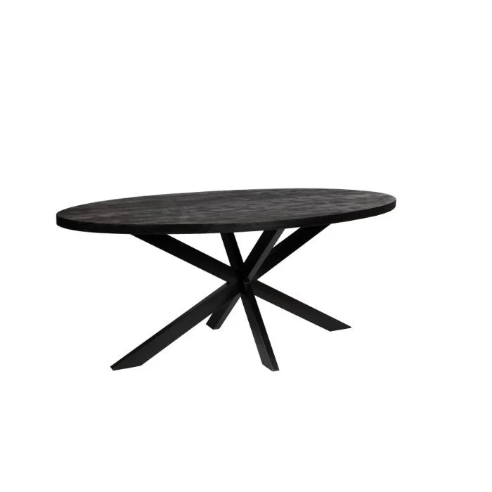 Oval Dining Table - 190cm - Black - Mango Wood