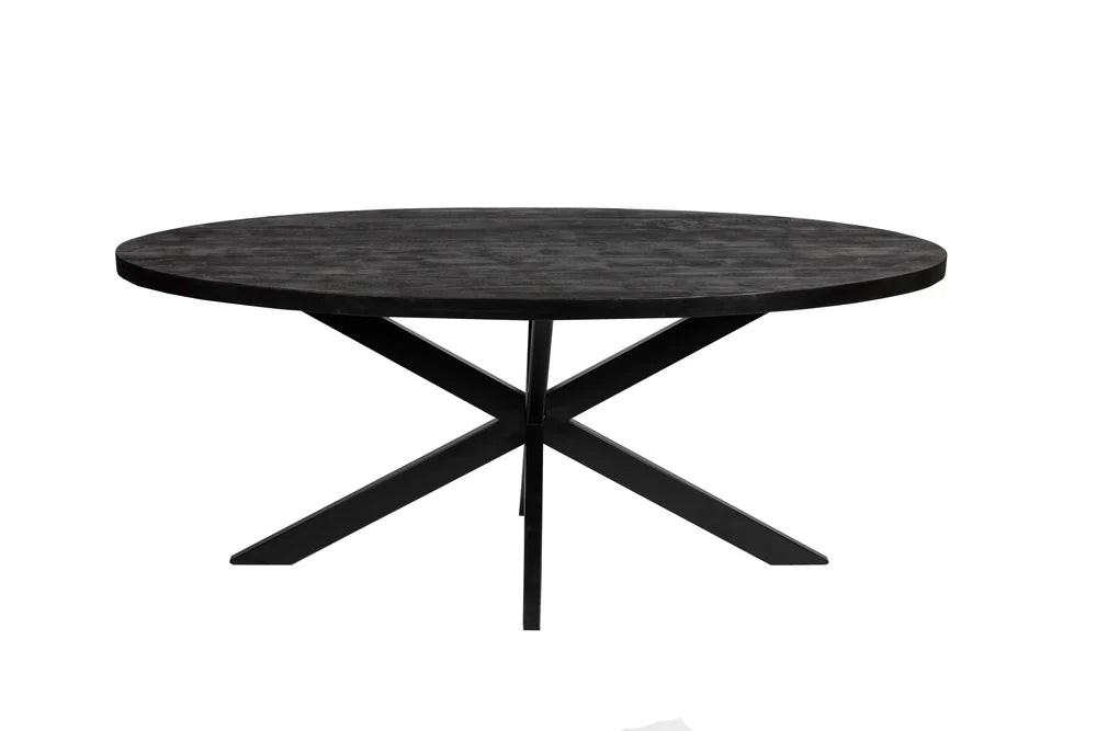 Oval Dining Table - 190cm - Black - Mango Wood