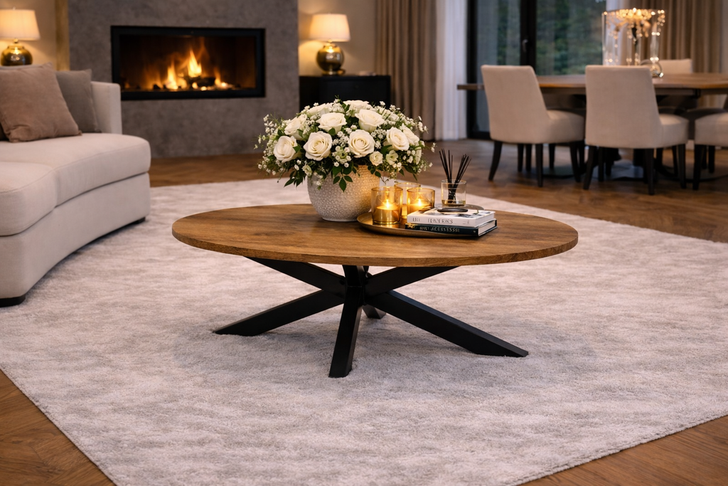 Ovale Salontafel - 120 cm - Naturel - Mangohout
