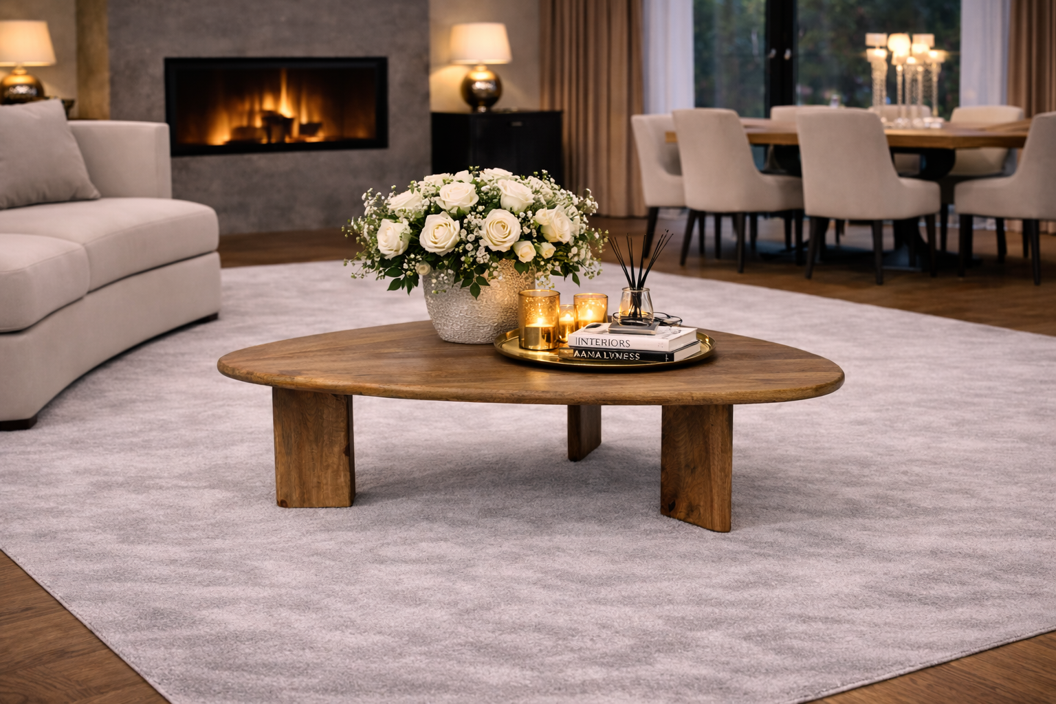 Organic Coffee Table - 120 cm - Tripod - Natural Mango Wood