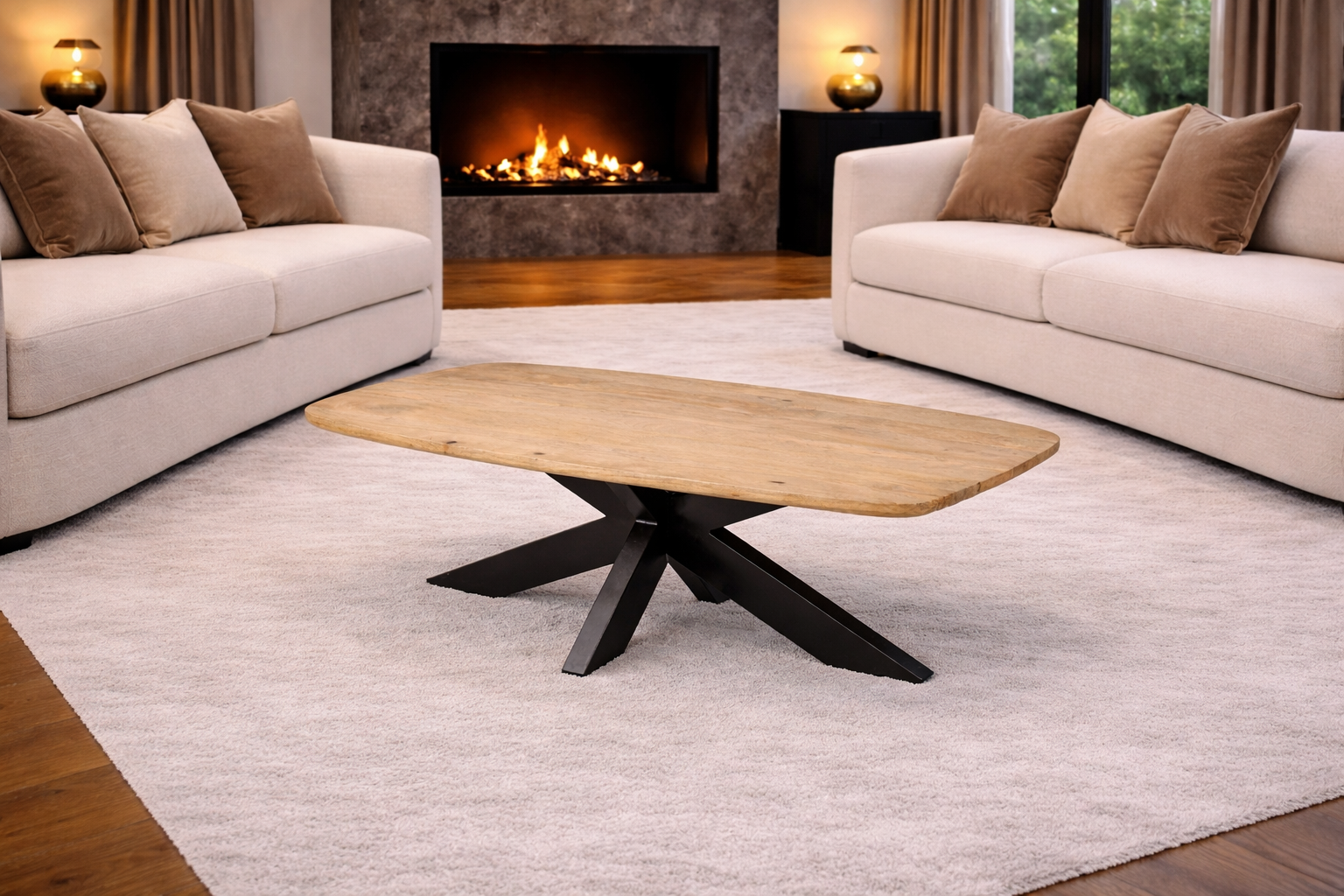 Danish Oval Coffee Table - 120 cm - Natural - Mango Wood