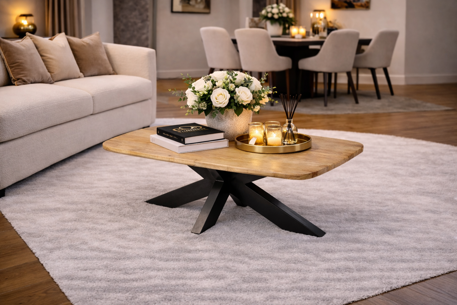 Danish Oval Coffee Table - 120 cm - Natural - Mango Wood