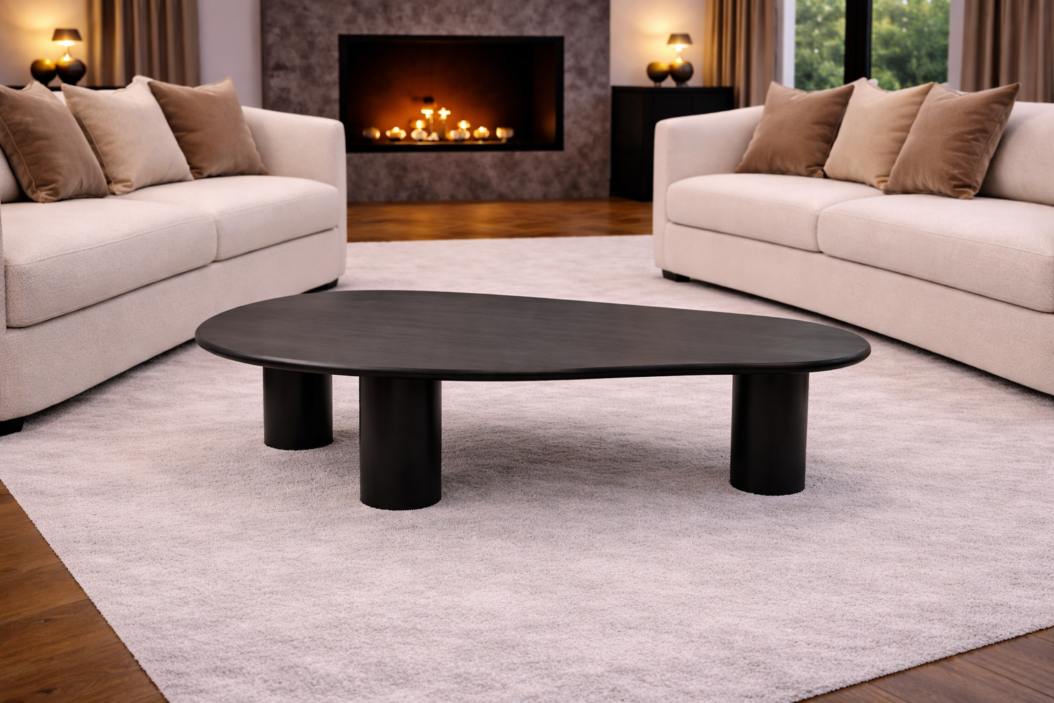 Organic Coffee Table - 160cm - Black - Mango Wood