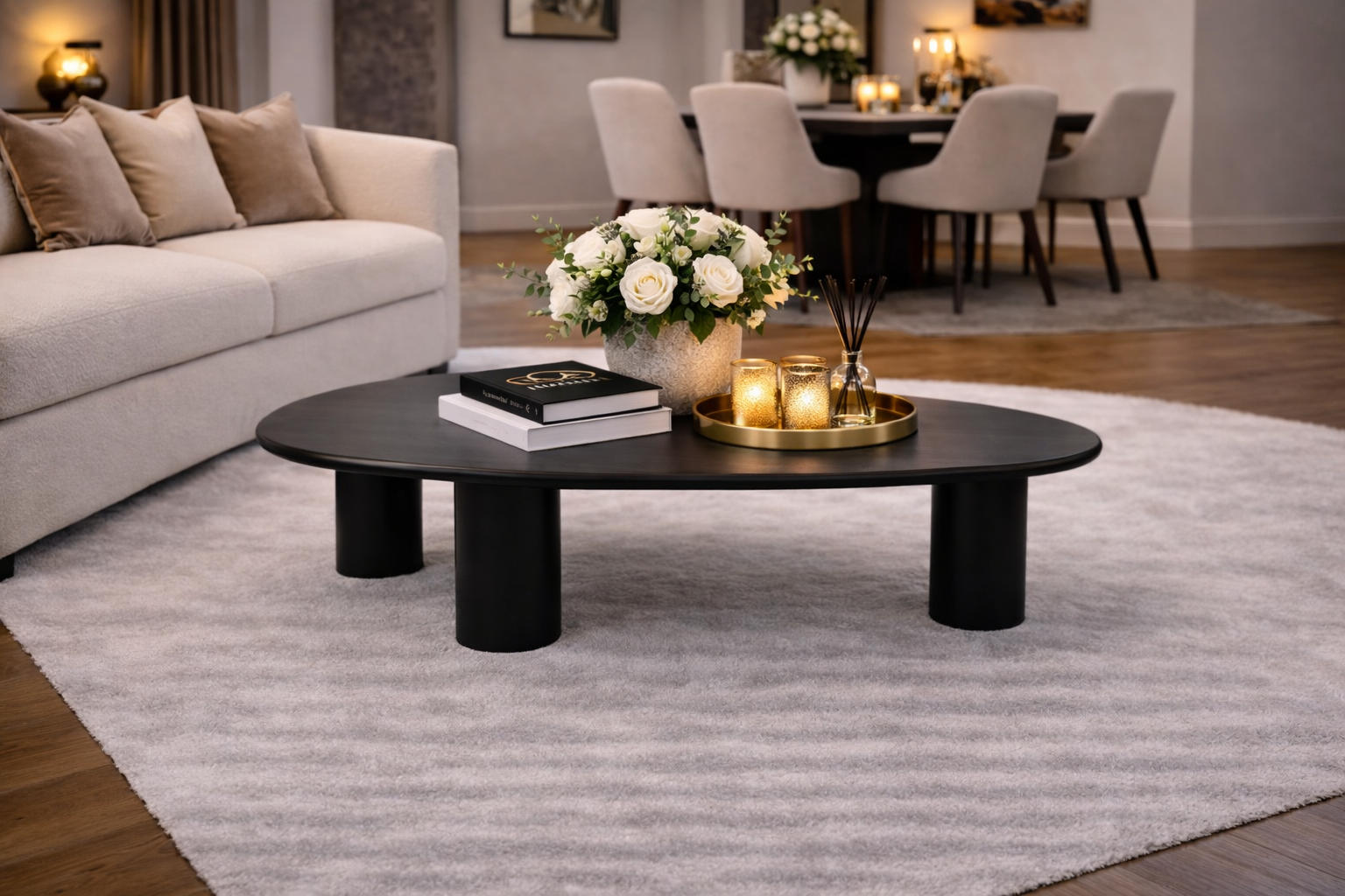 Organic Coffee Table - 160cm - Black - Mango Wood