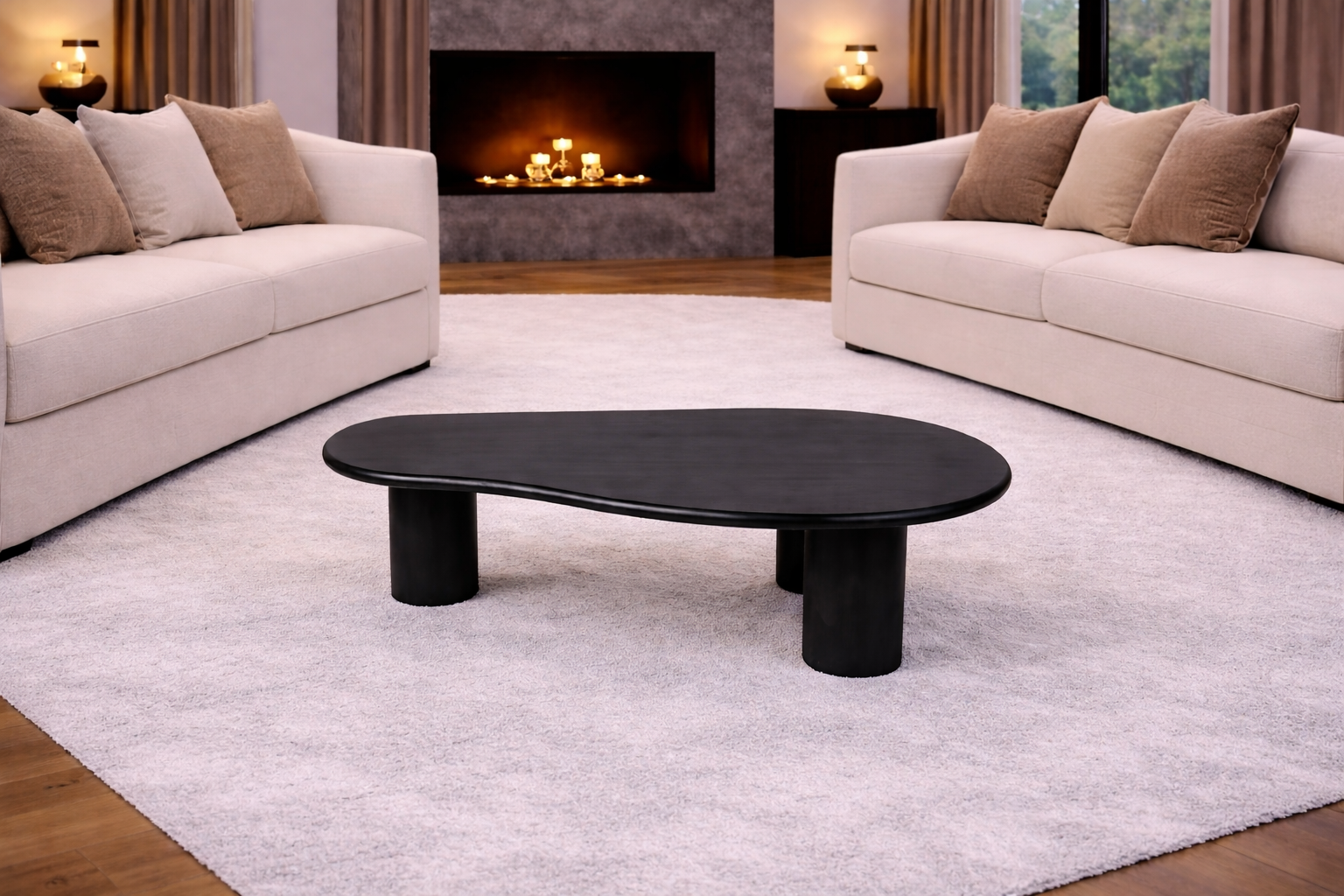 Organic Coffee Table - 120 cm - Black - Mango Wood