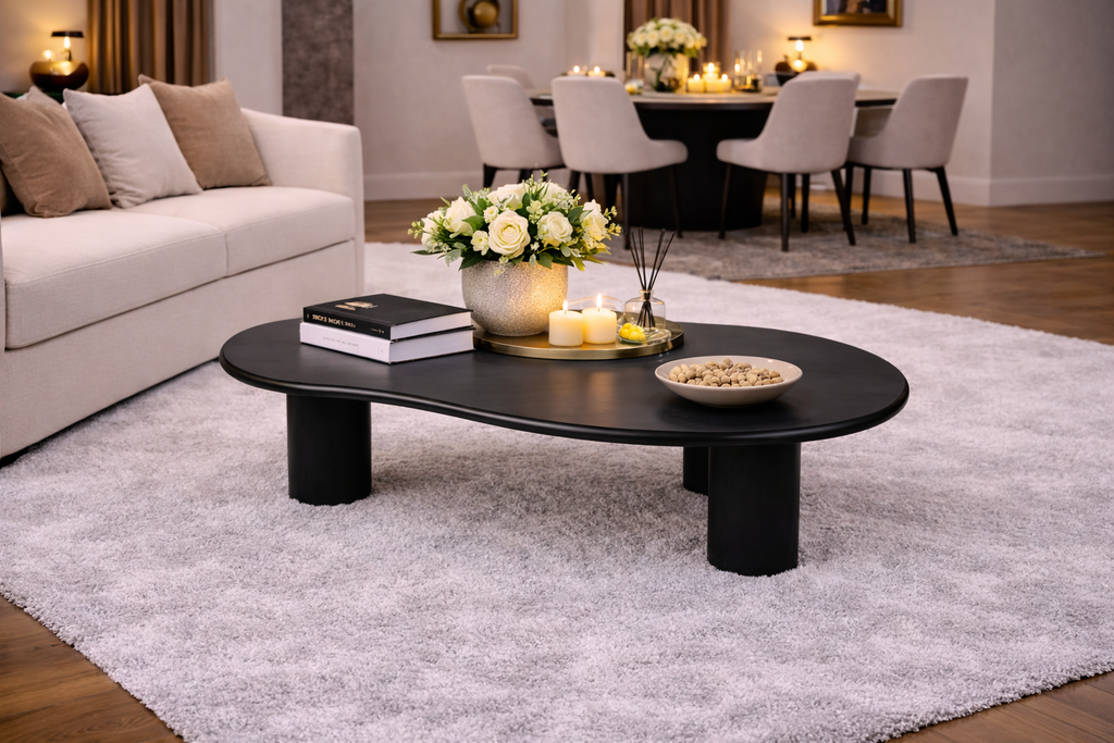 Organische Salontafel - 120 cm - Zwart - Mangohout