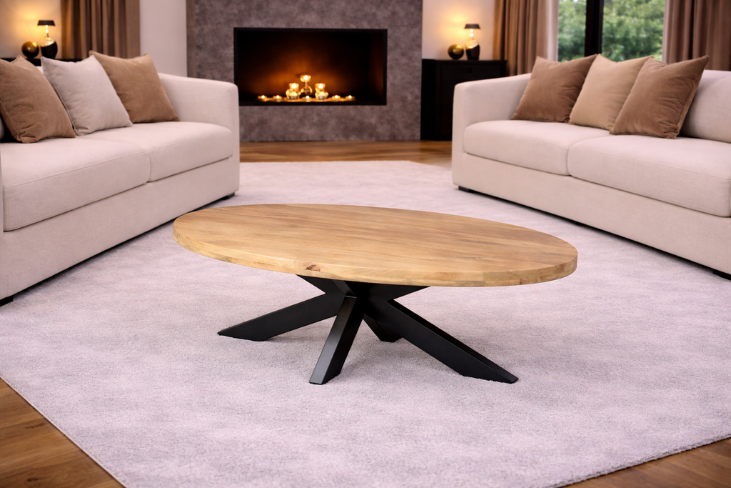 Oval Coffee Table - 130 cm - Natural - Mango Wood