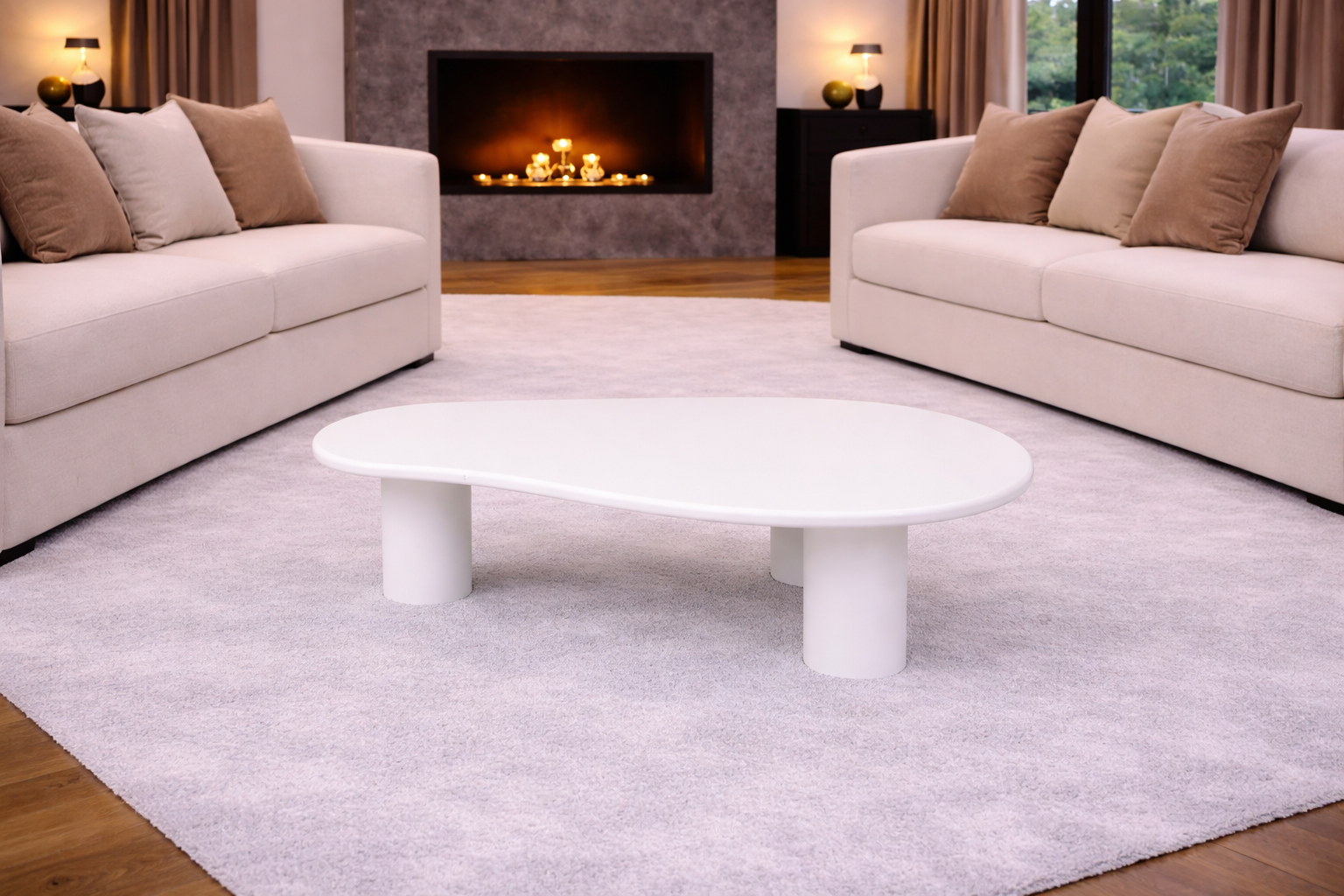 Organic Coffee Table - 120 cm - White - Mango Wood