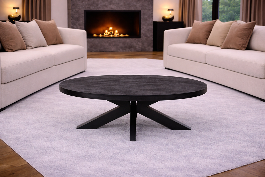 Ovale Salontafel - 130 cm - Zwart - Mangohout