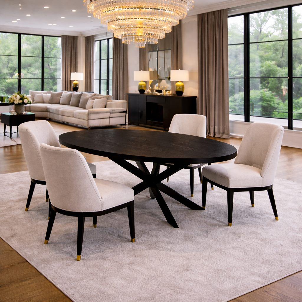 Round Dining Table - 100 cm - Black - Mango Wood