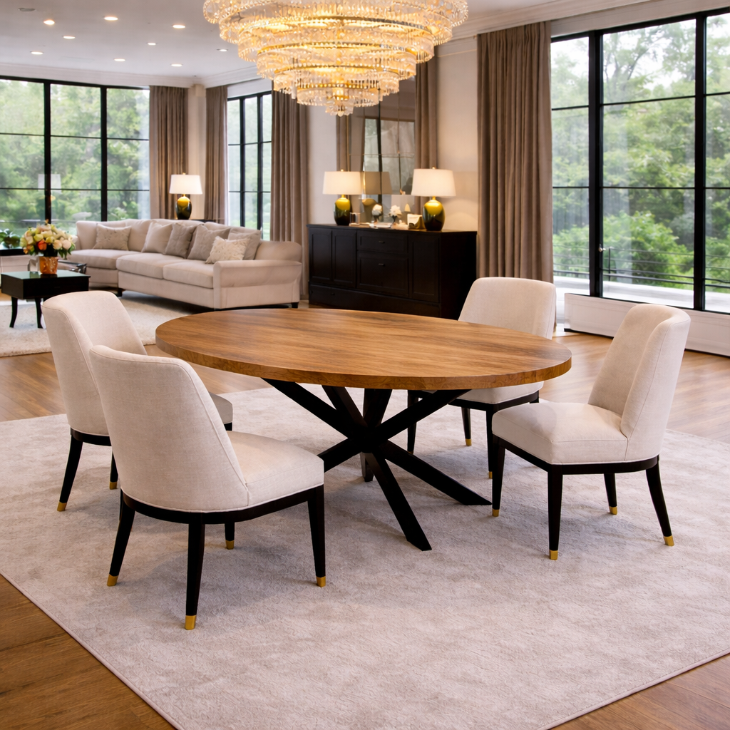 Round Dining Table - 100 cm - Natural - Mango Wood