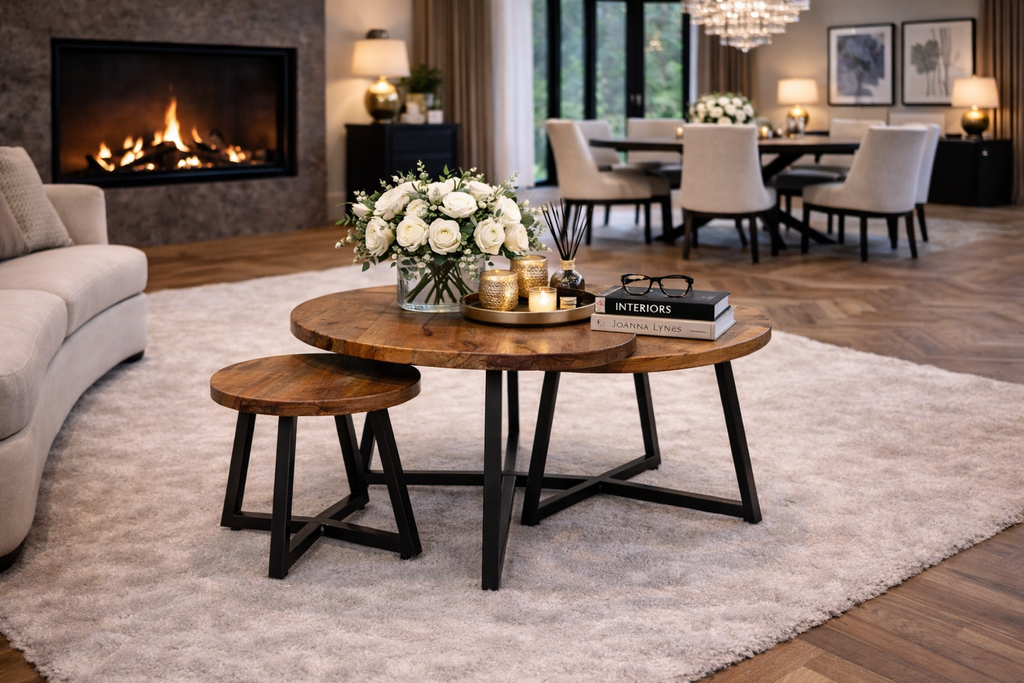 Salontafel - Set van 3 - Naturel - 70cm - Mangohout