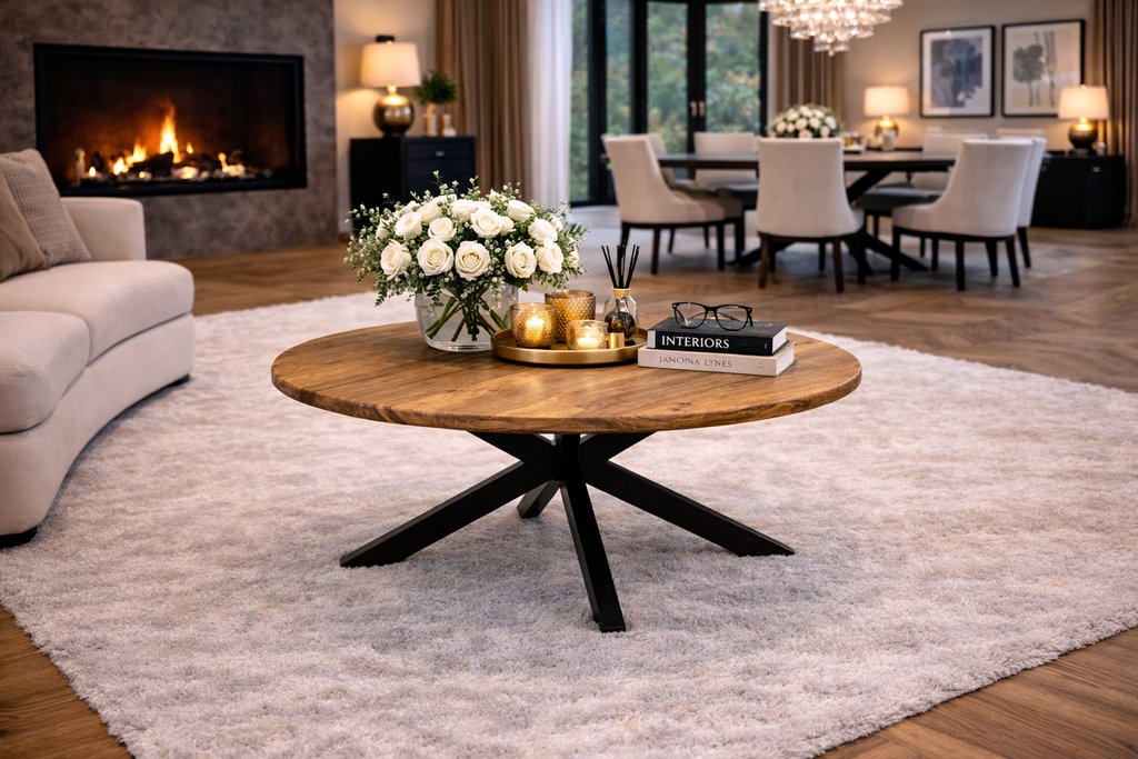 Ronde Salontafel - 80cm - Naturel - ronde rand - Mangohout