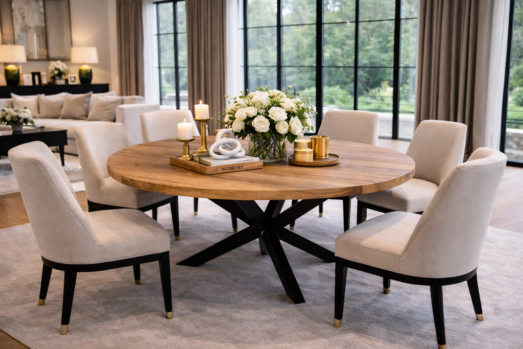 Round Dining Table - 100 cm - Natural - Mango Wood