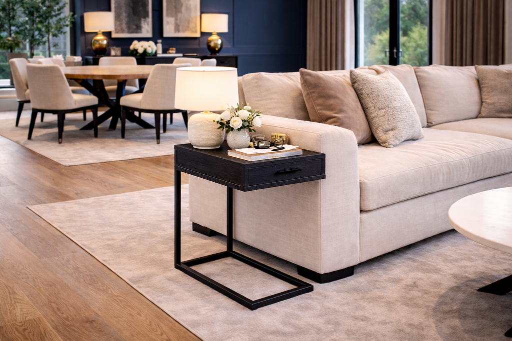 Banktafel met lade zwart