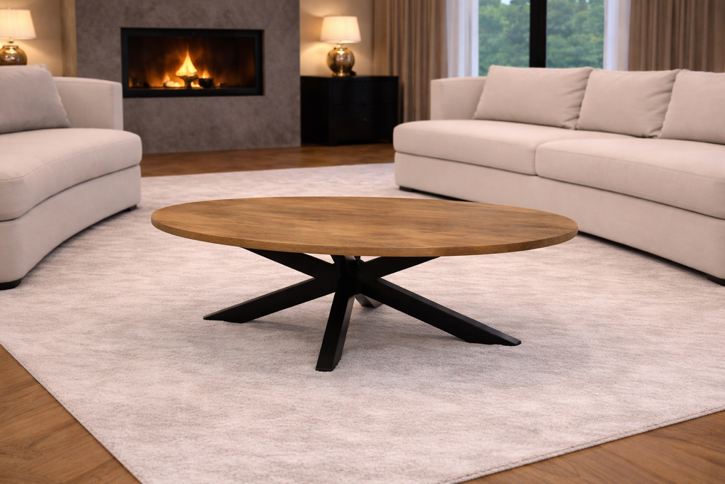 Ovale Salontafel - 120 cm - Naturel - Mangohout