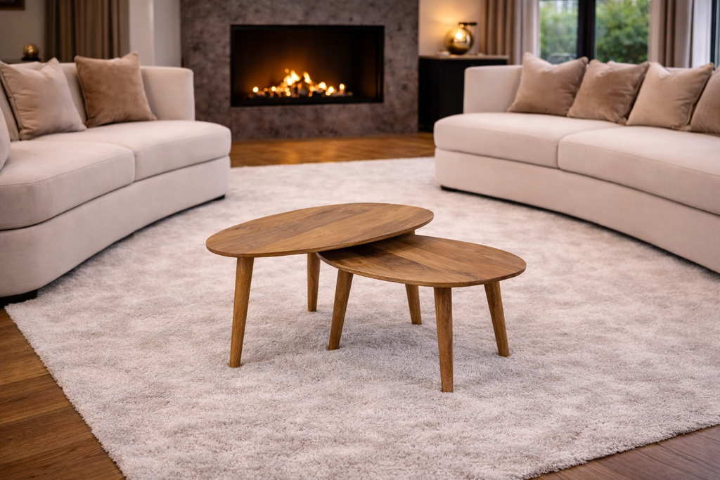 Driehoekige Salontafel set - Mango - 2 stuks - Mangohout