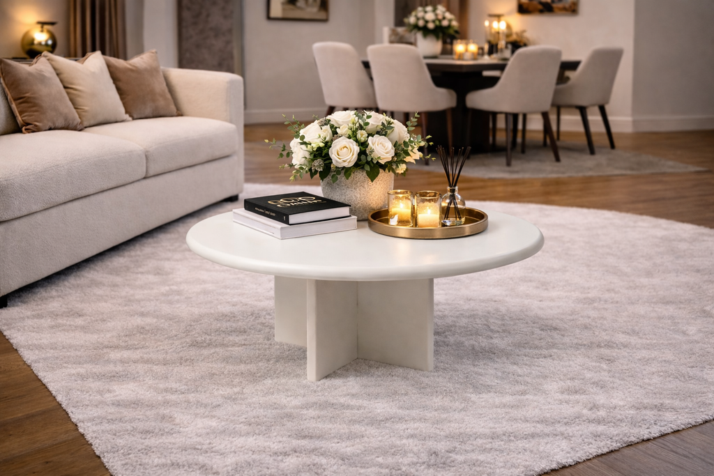 Ronde Salontafel - 80 cm - Wit - Mangohout