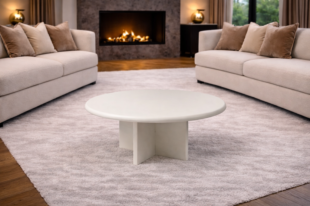 Ronde Salontafel - 80 cm - Wit - Mangohout