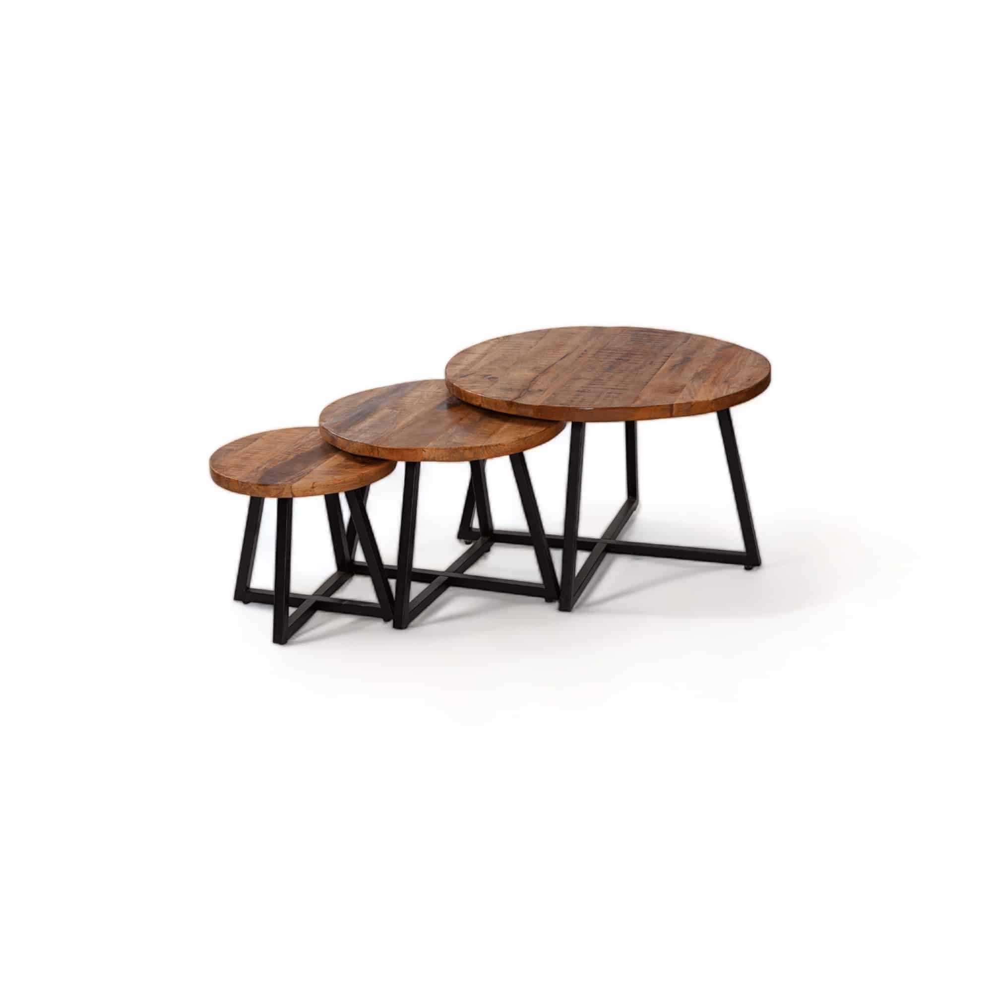 Salontafel - Set van 3 - Naturel - 70cm - Mangohout