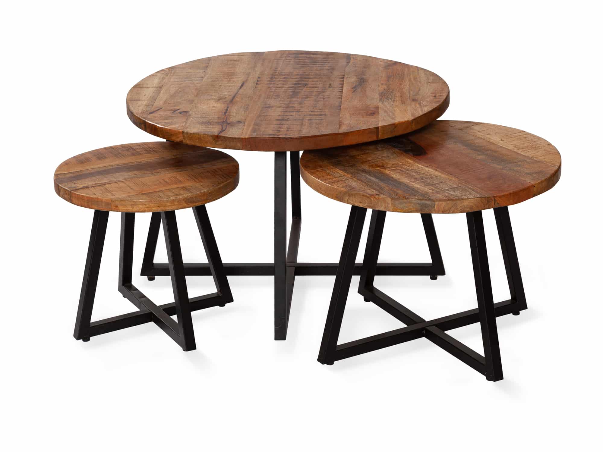 Salontafel - Set van 3 - Naturel - 70cm - Mangohout