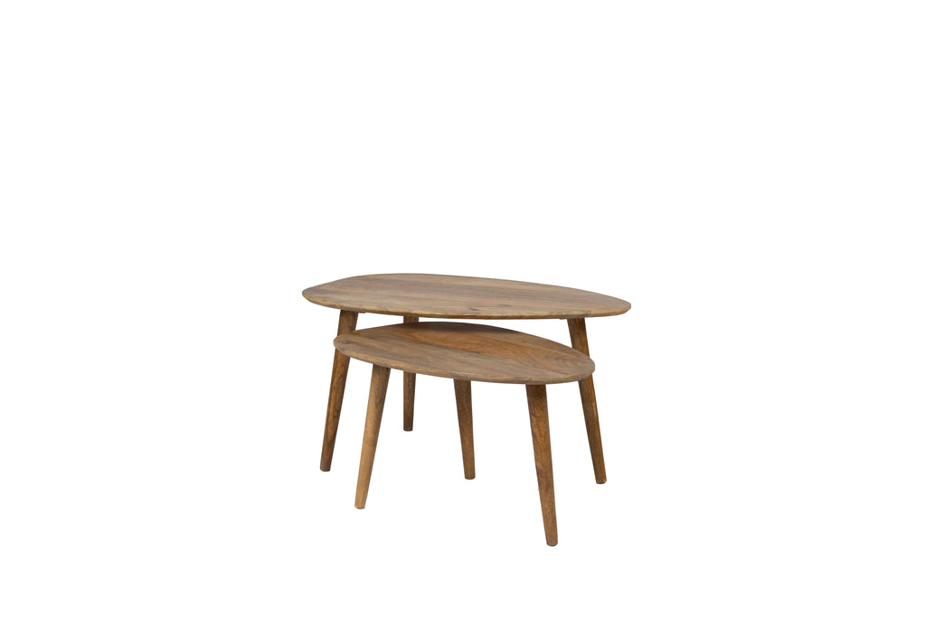 Driehoekige Salontafel set - Mango - 2 stuks - Mangohout