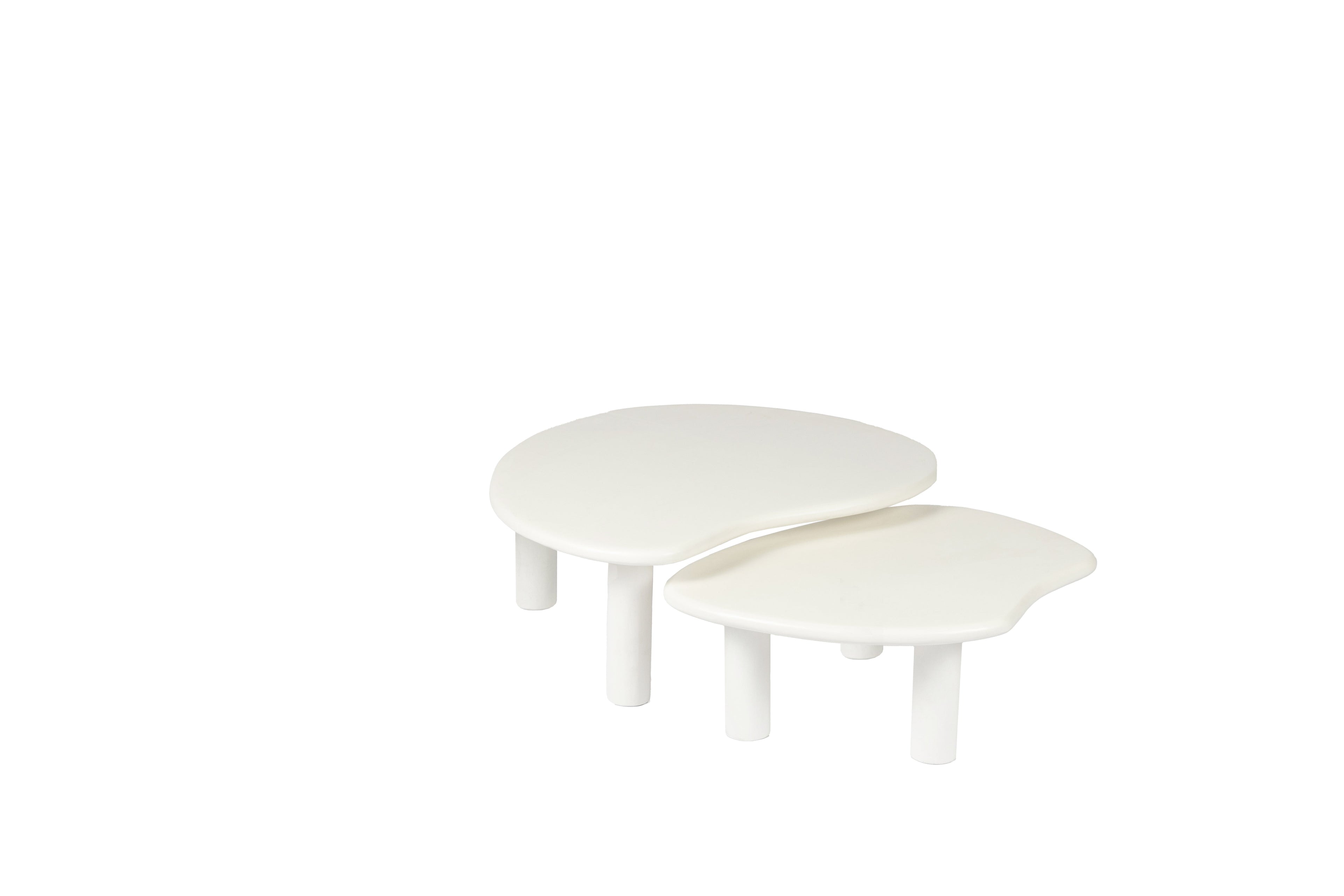 Organic coffee table set of 2 white 80/70 cm