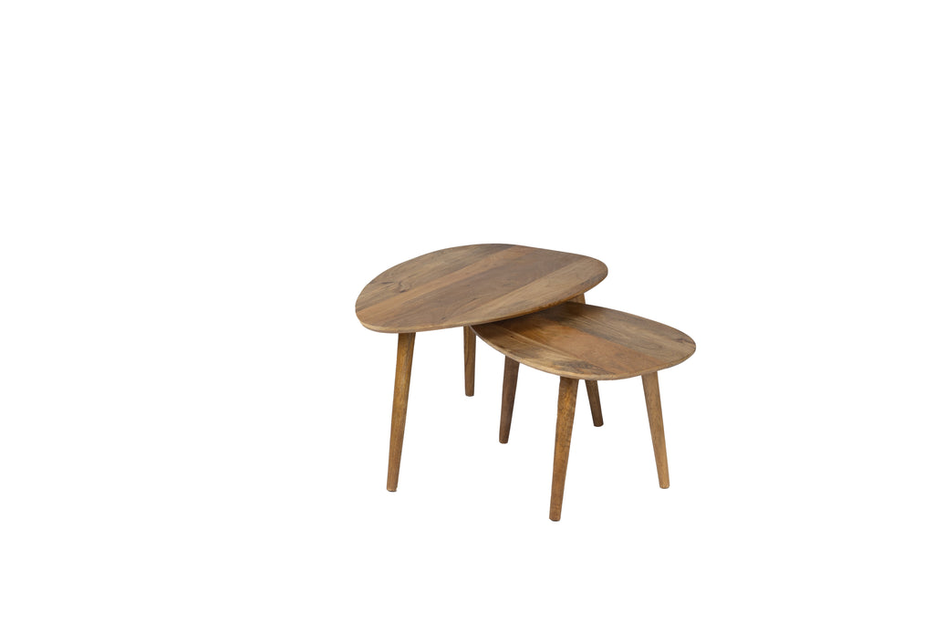 Driehoekige Salontafel set - Mango - 2 stuks - Mangohout