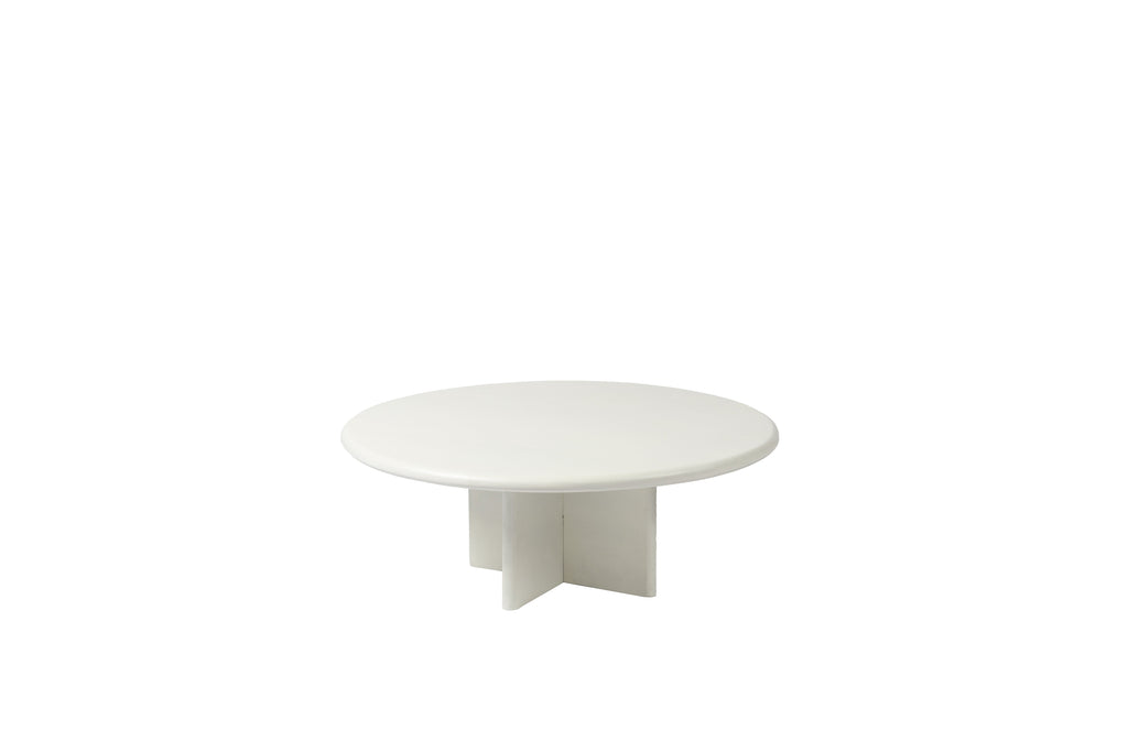 Ronde Salontafel - 80 cm - Wit - Mangohout