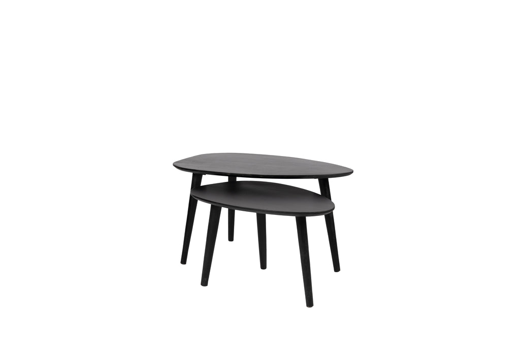 Driehoekige Salontafel set - Zwart - 2 stuks - Mangohout