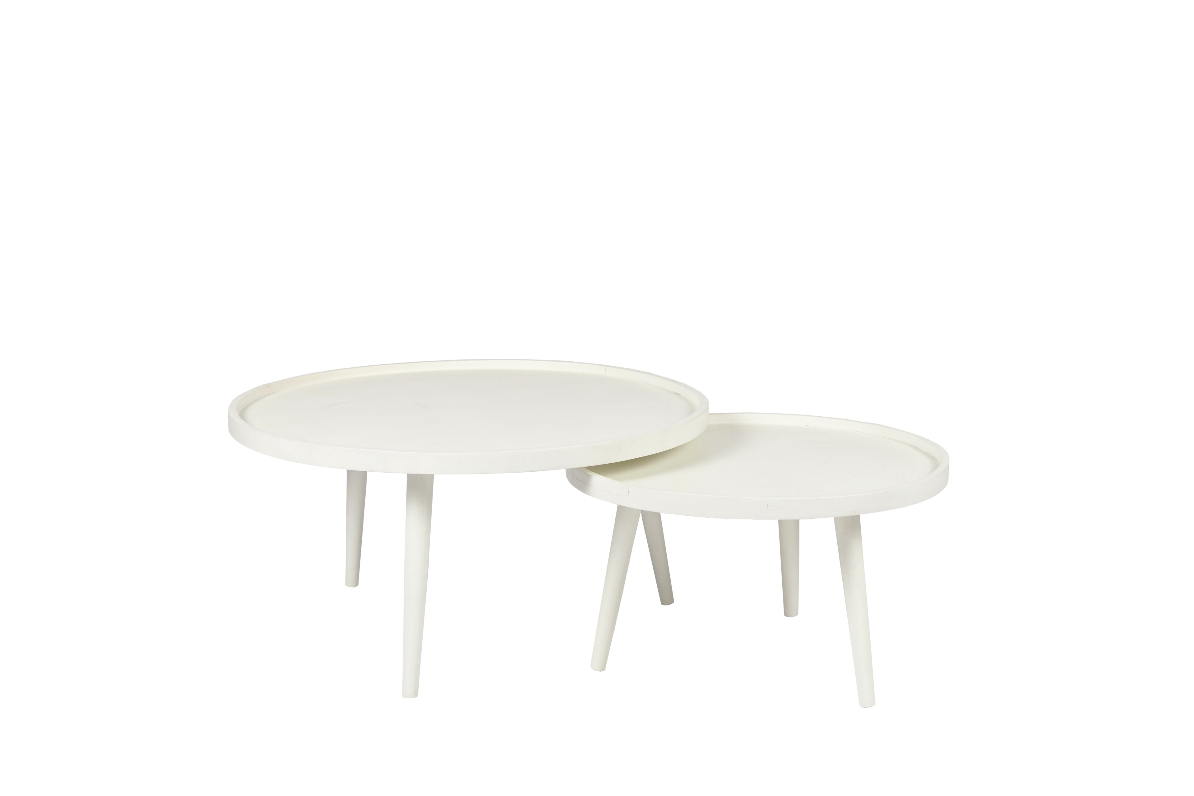 Coffee table set of 2 - 80 cm x 60 cm - white - mango wood