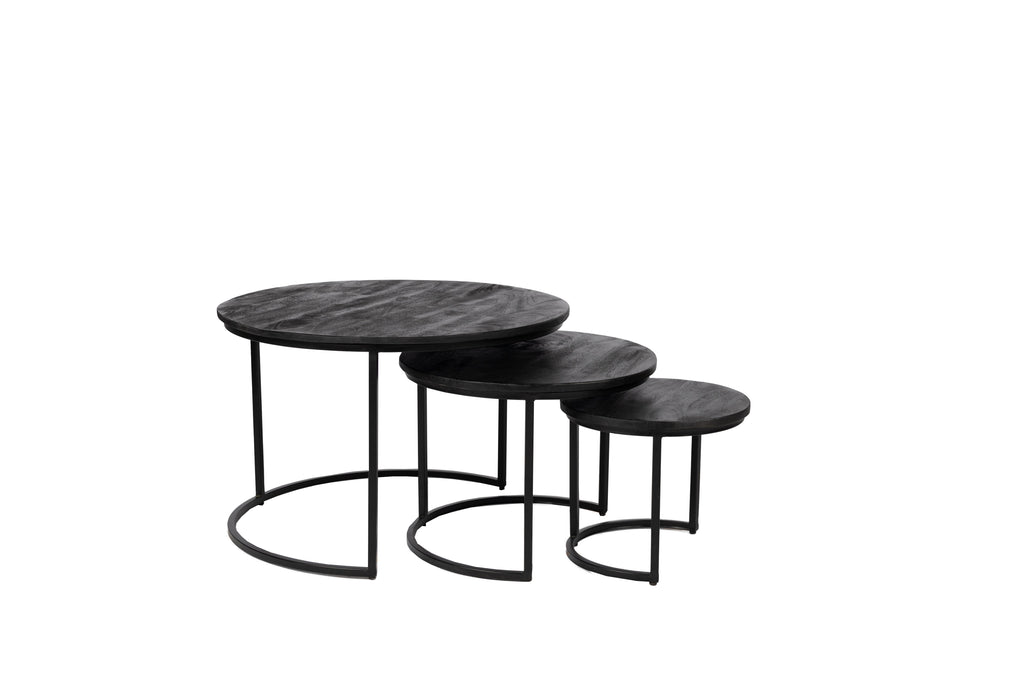 Salontafel Quincy - set van 3 - zwart medium