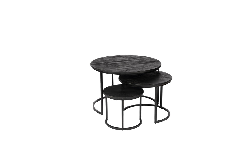 Salontafel Quincy - set van 3 - zwart medium