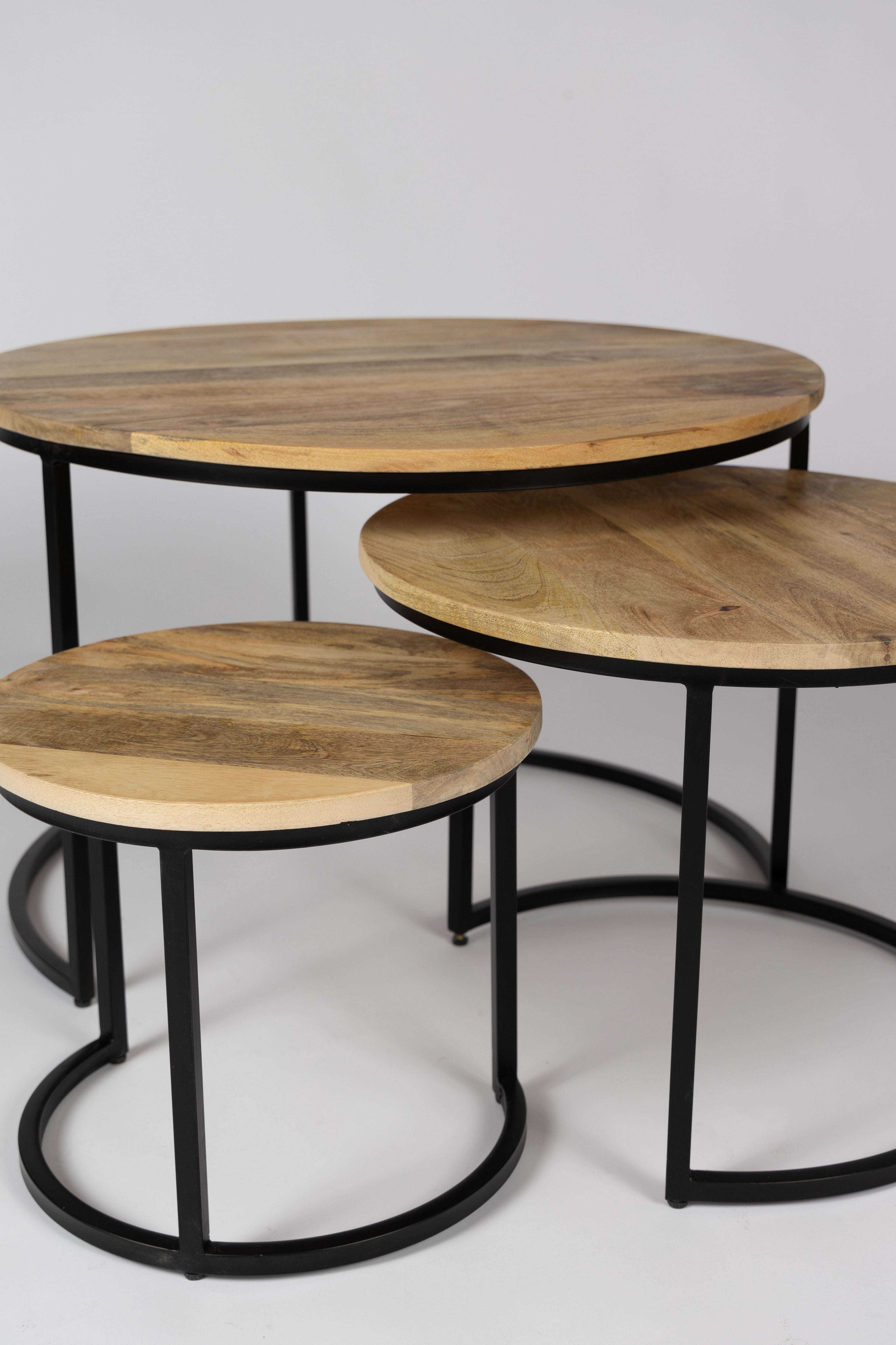 Coffee table set of 3 - 70 cm x 50 cm x 36 cm - Natural - Mango wood