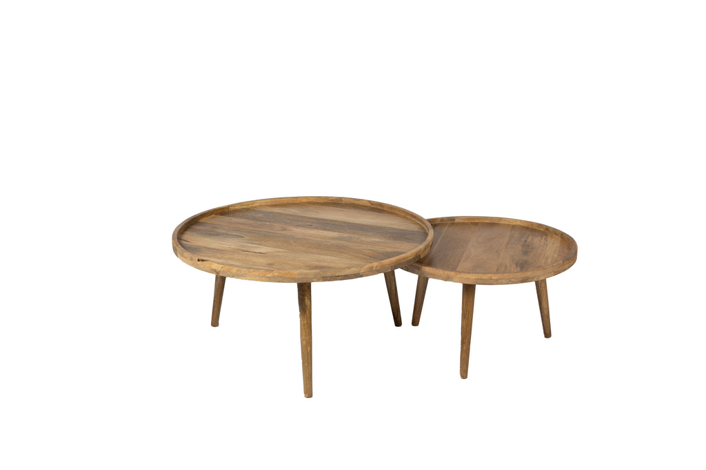 Salontafel - Set van 2 - 80 cm x 60 cm - Naturel - Mangohout
