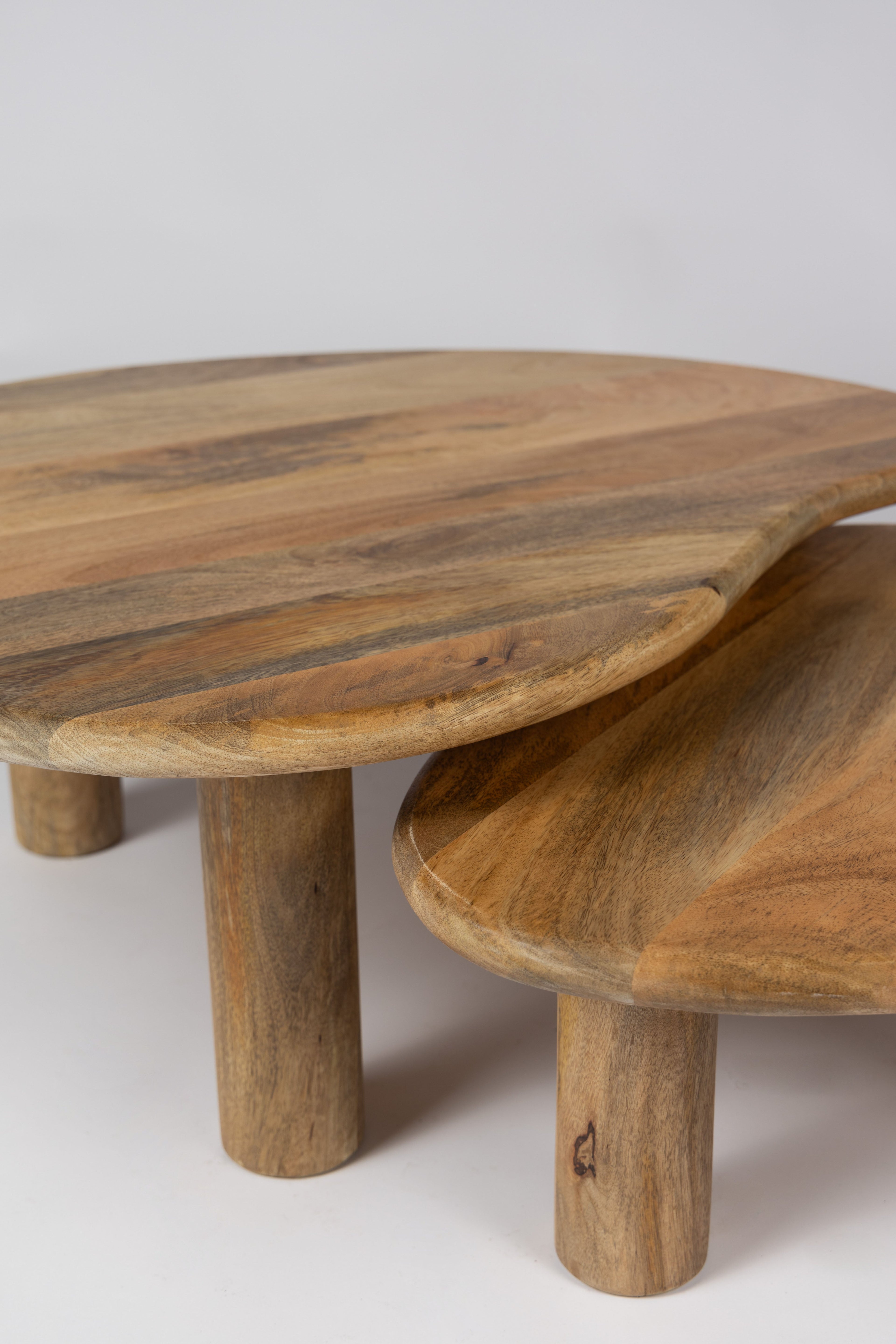 Organic coffee table set of 2 mango 80/70 cm