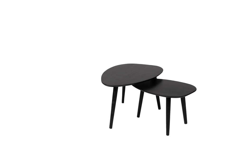 Driehoekige Salontafel set - Zwart - 2 stuks - Mangohout