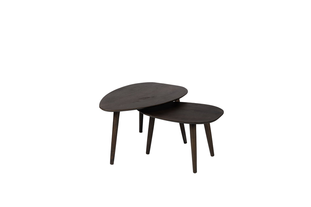Driehoekige Salontafel set - Bruin - 2 stuks - Mangohout