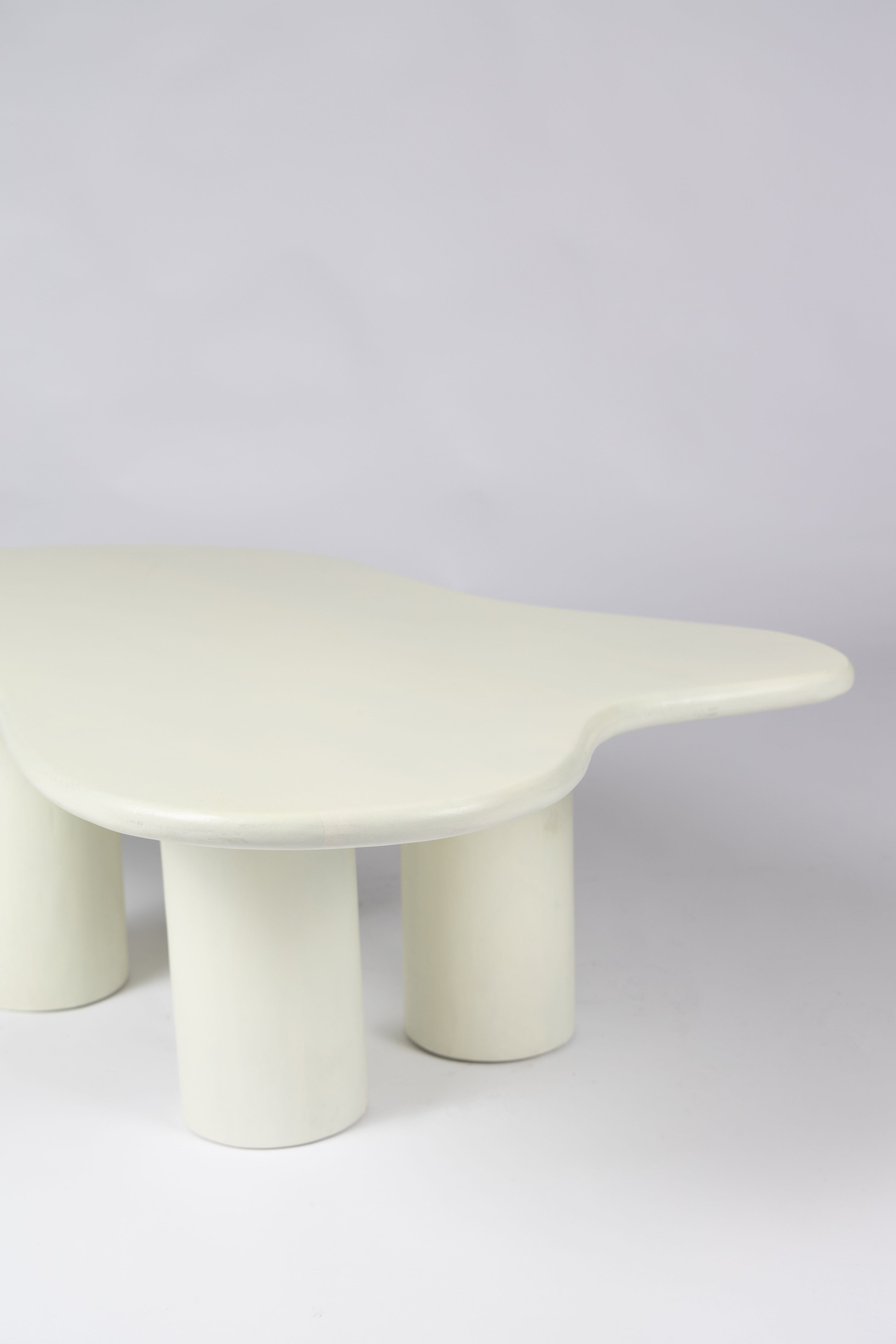 Organic coffee table - 110 cm - White - 4 legs - Mango wood
