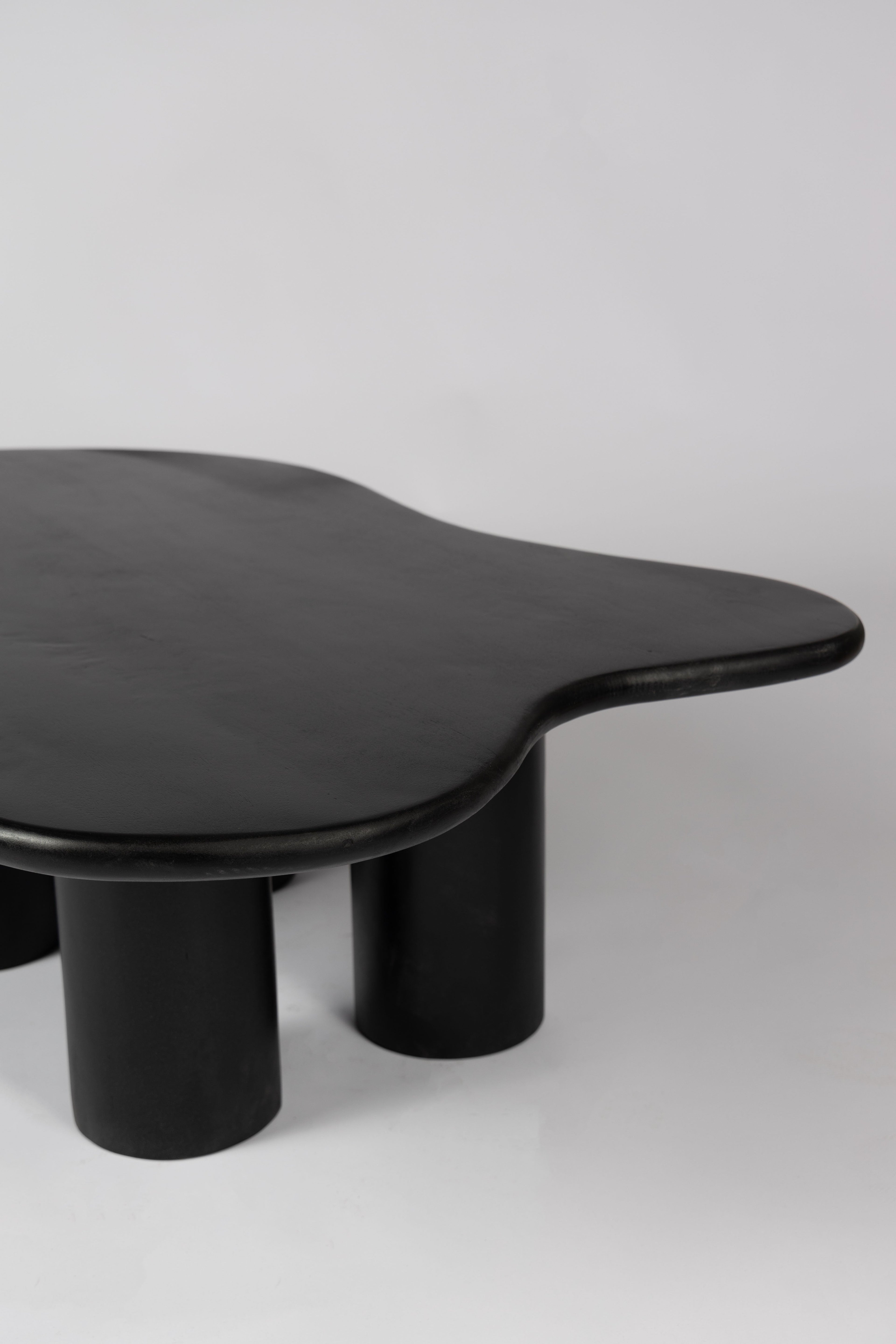 Organic coffee table - 110 cm - Black - 4 legs - Mango wood