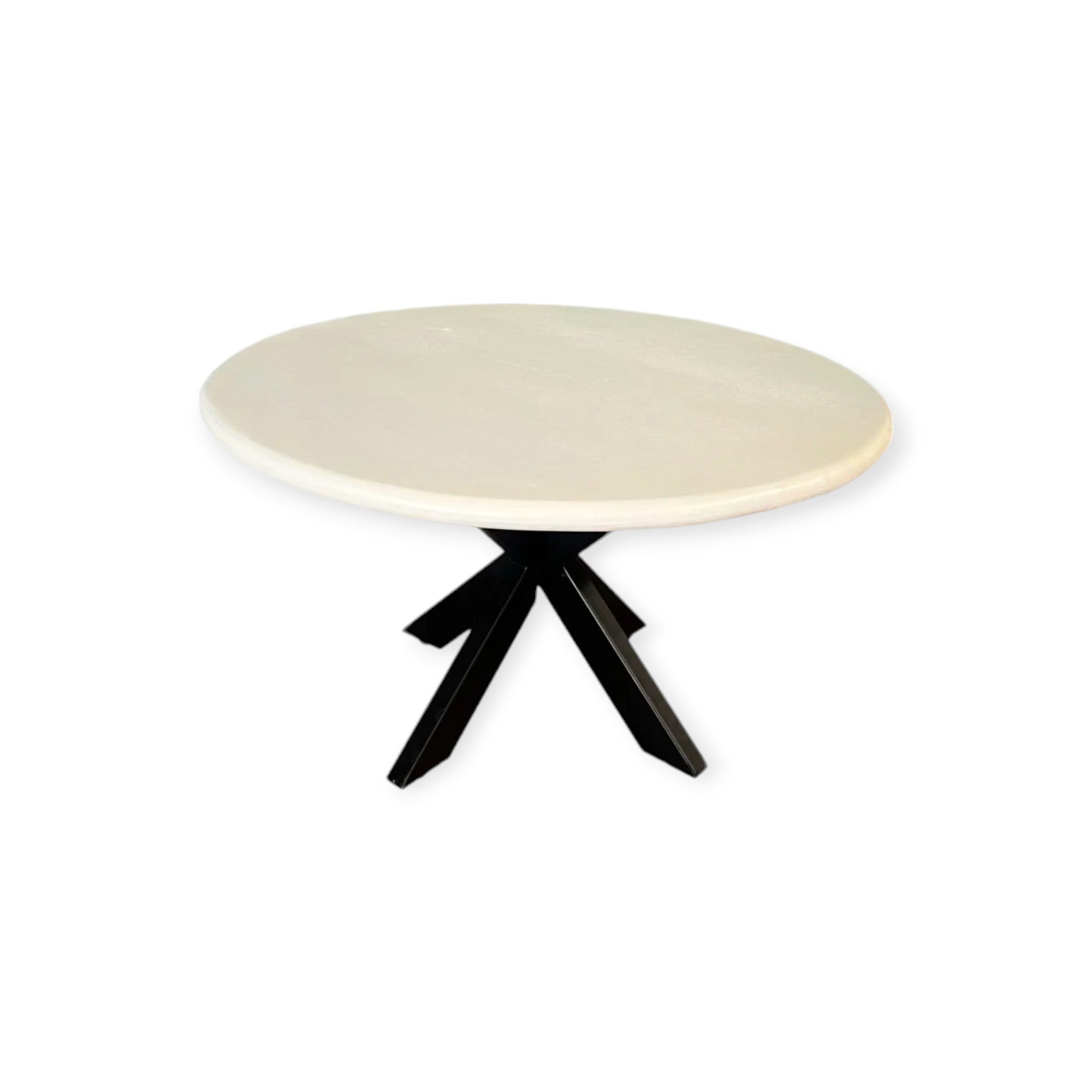 Ronde Salontafel - 80 cm - Wit - Zwart Metalen Kruispoot