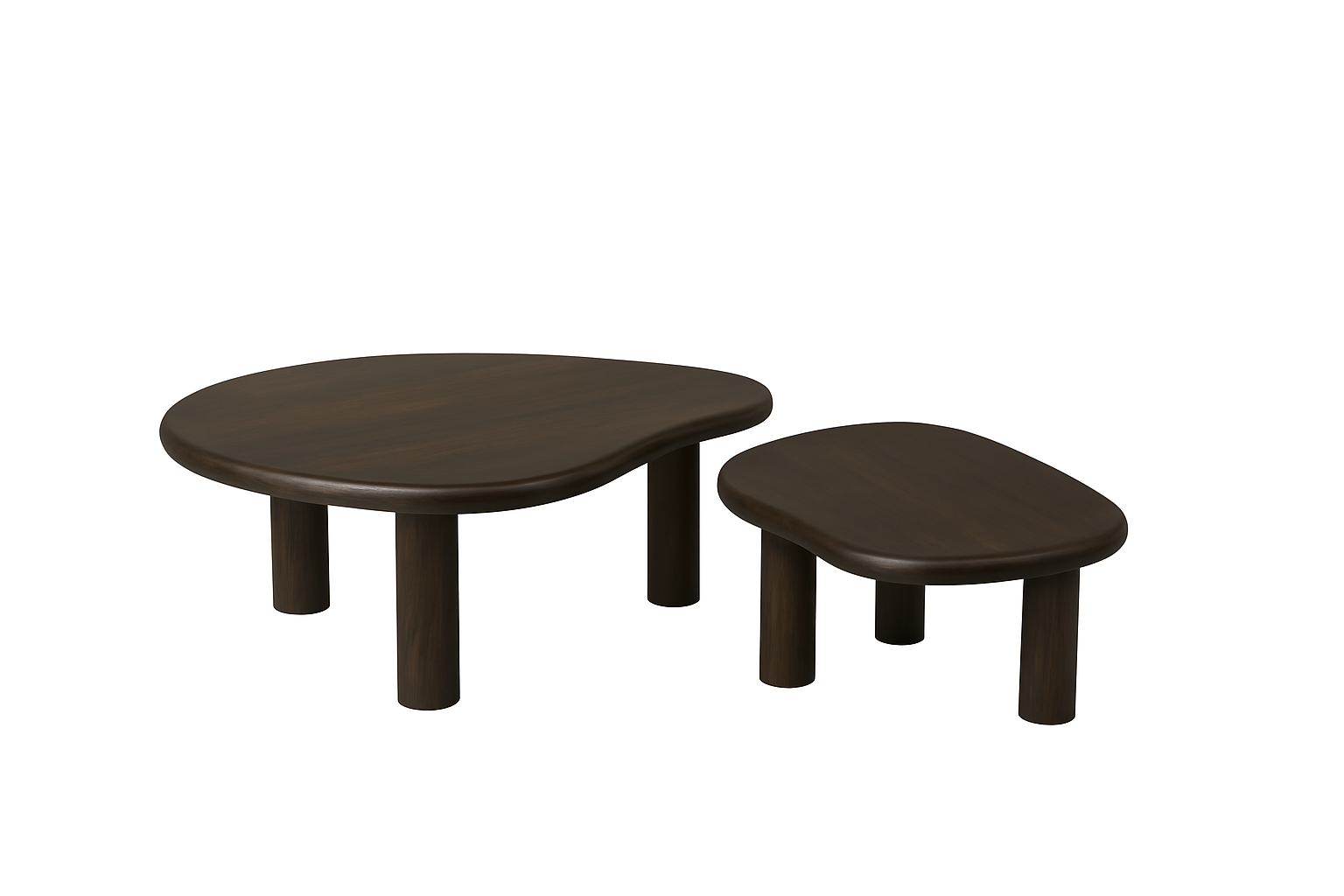 Organic coffee table set of 2 Brown 80/70 cm