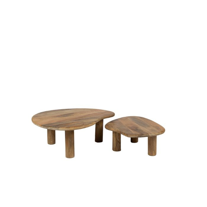Organic coffee table set of 2 mango 80/70 cm