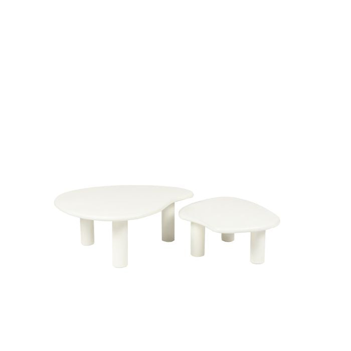 Organic coffee table set of 2 white 80/70 cm