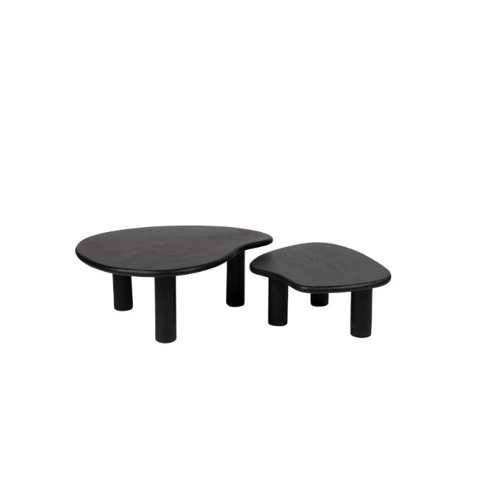 Organic coffee table set of 2 black 80/70 cm