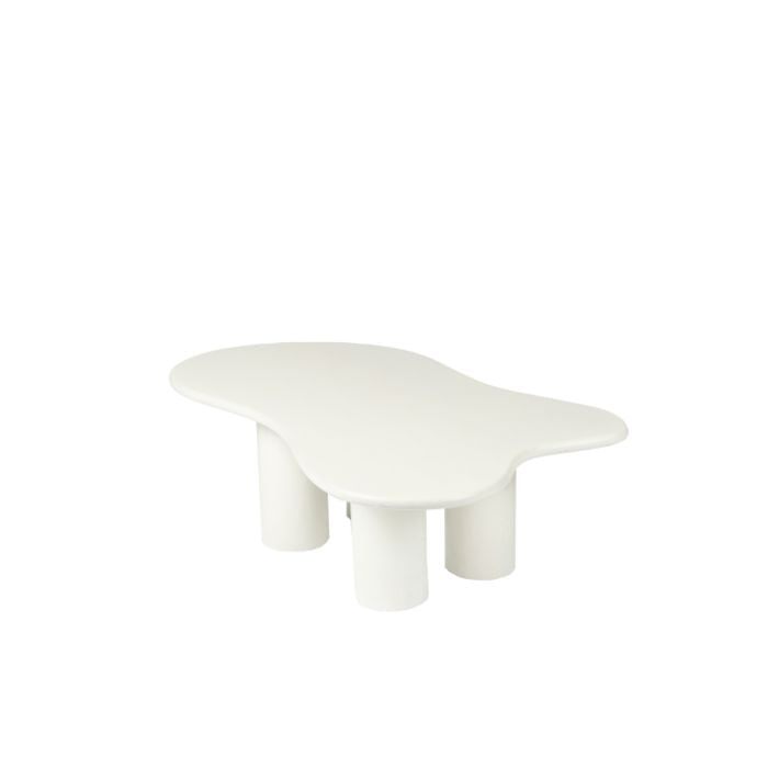 Organic coffee table - 110 cm - White - 4 legs - Mango wood